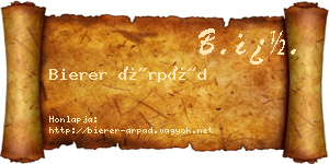 Bierer Árpád névjegykártya