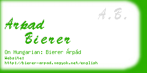 arpad bierer business card